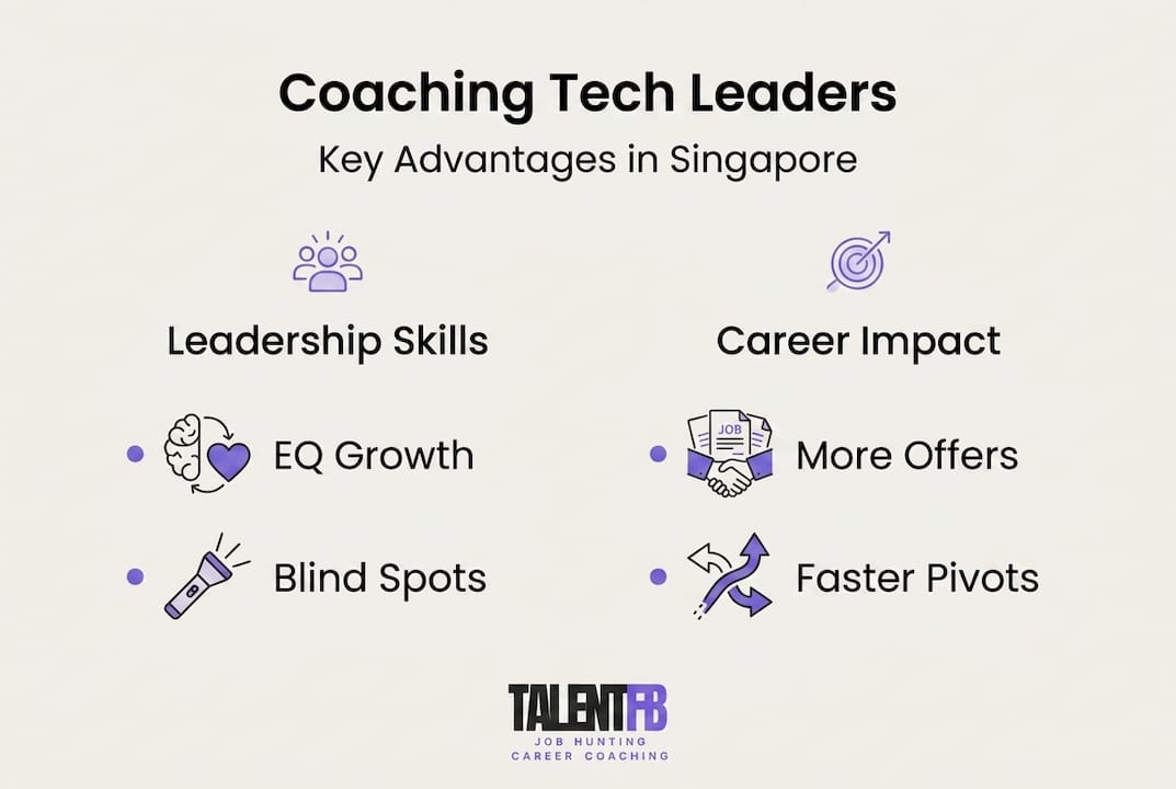 Infographic of coaching advantages for Singapore tech leaders