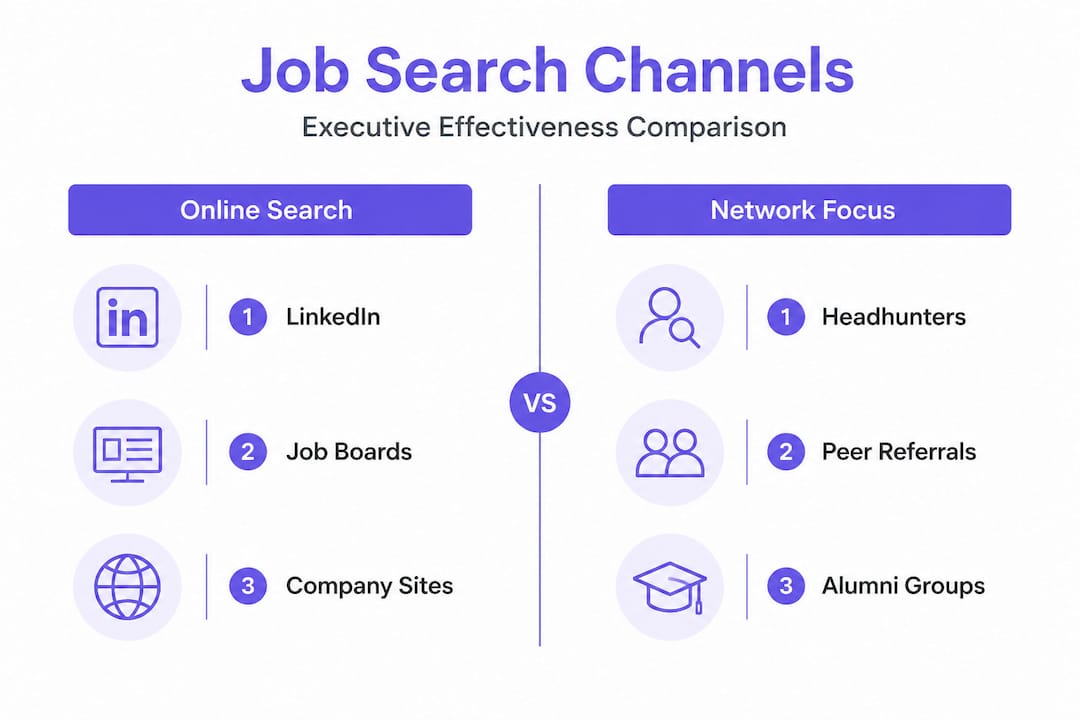 Infographic comparing executive job search channels