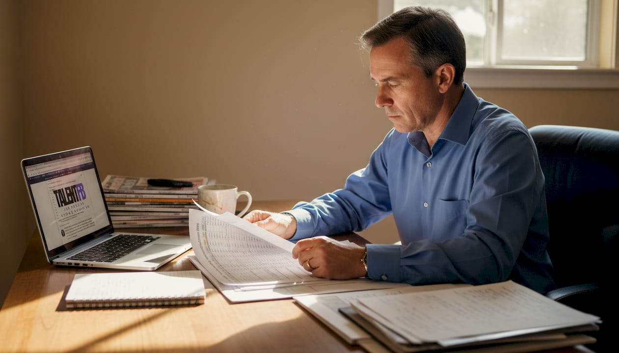 Senior professional studying labor market reports
