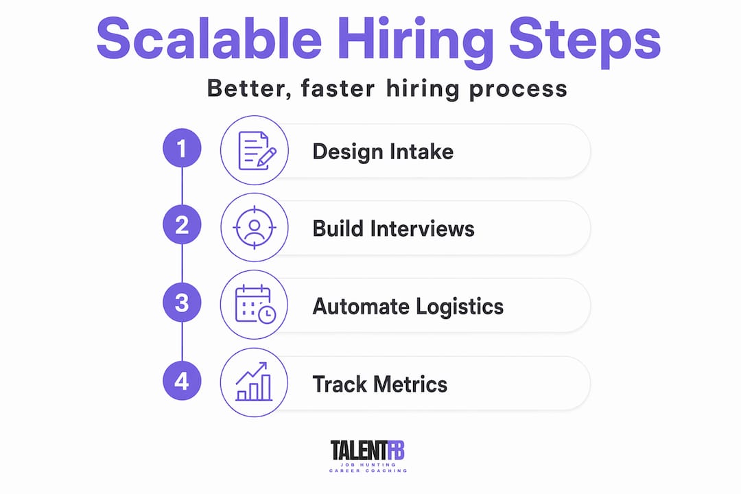 Infographic showing four key steps to scalable hiring