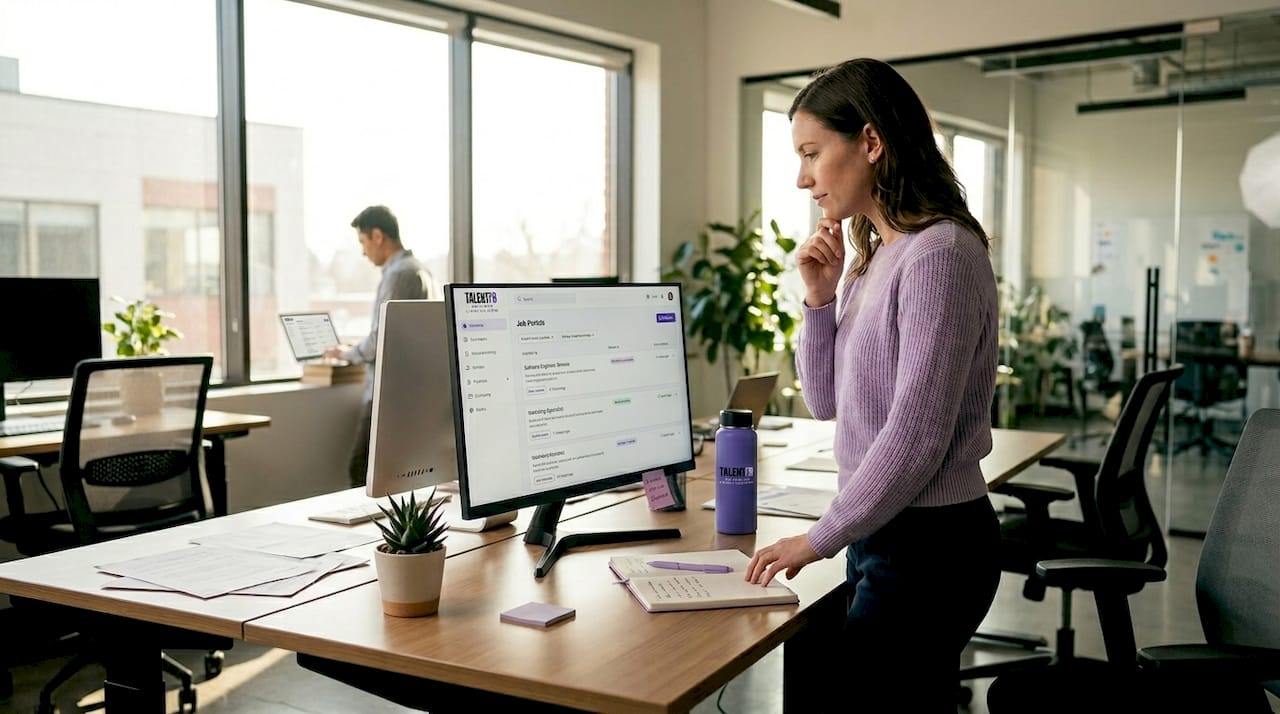 HR coordinator viewing internal job posting portal