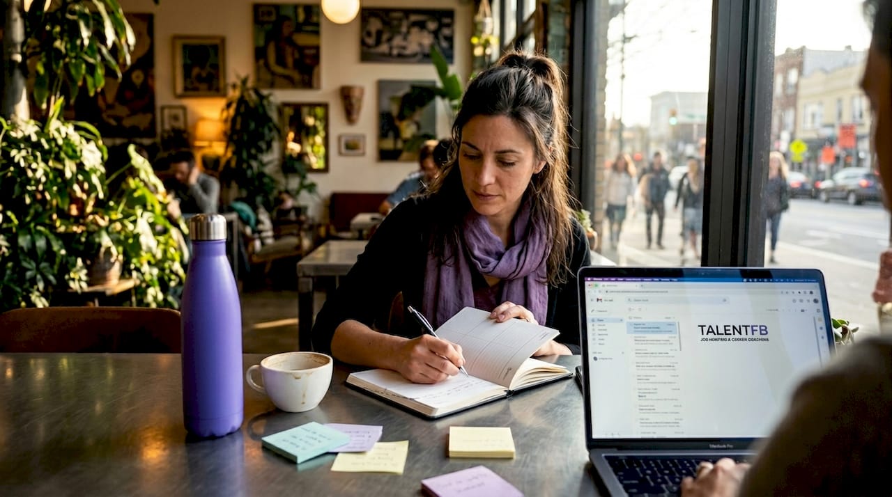 Professional woman taking notes during job search