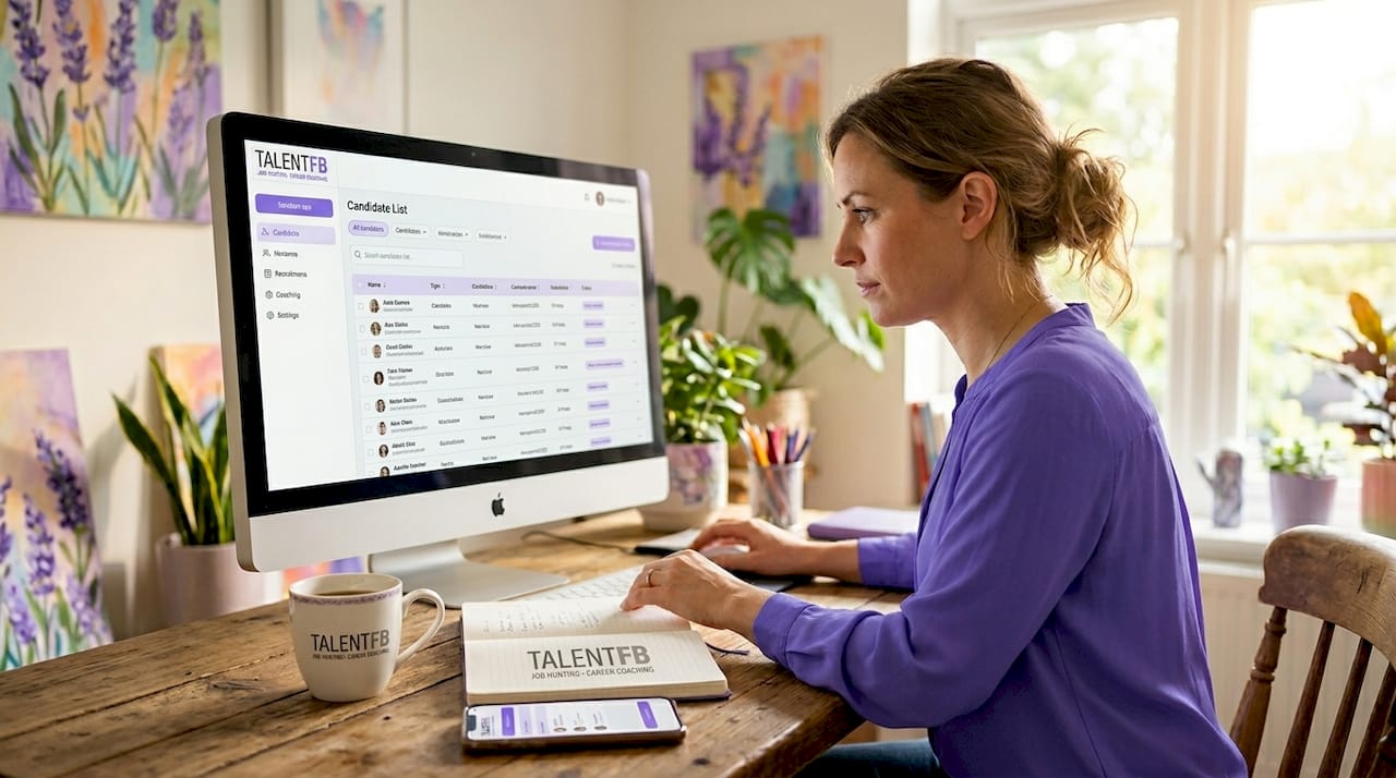 Recruiter reviewing candidate profiles on computer