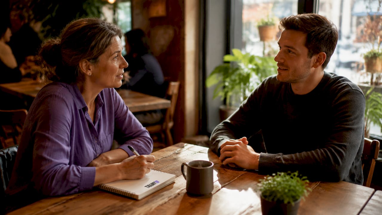 Coach and employee in workplace session
