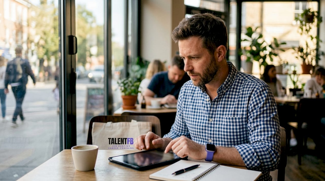 Recruiter contacting passive candidate indoors