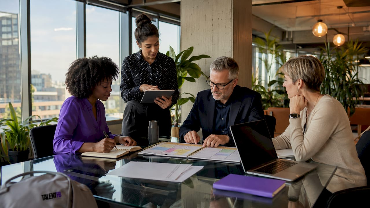 HR leaders advising CEO in meeting room