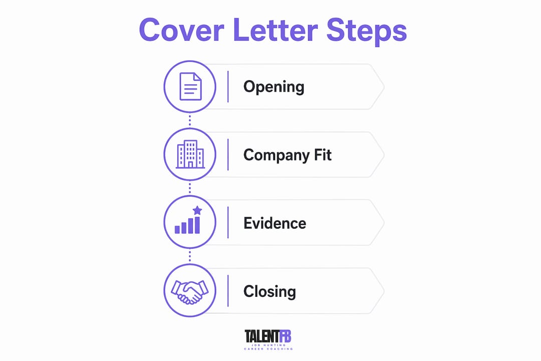 Infographic showing executive cover letter structure steps