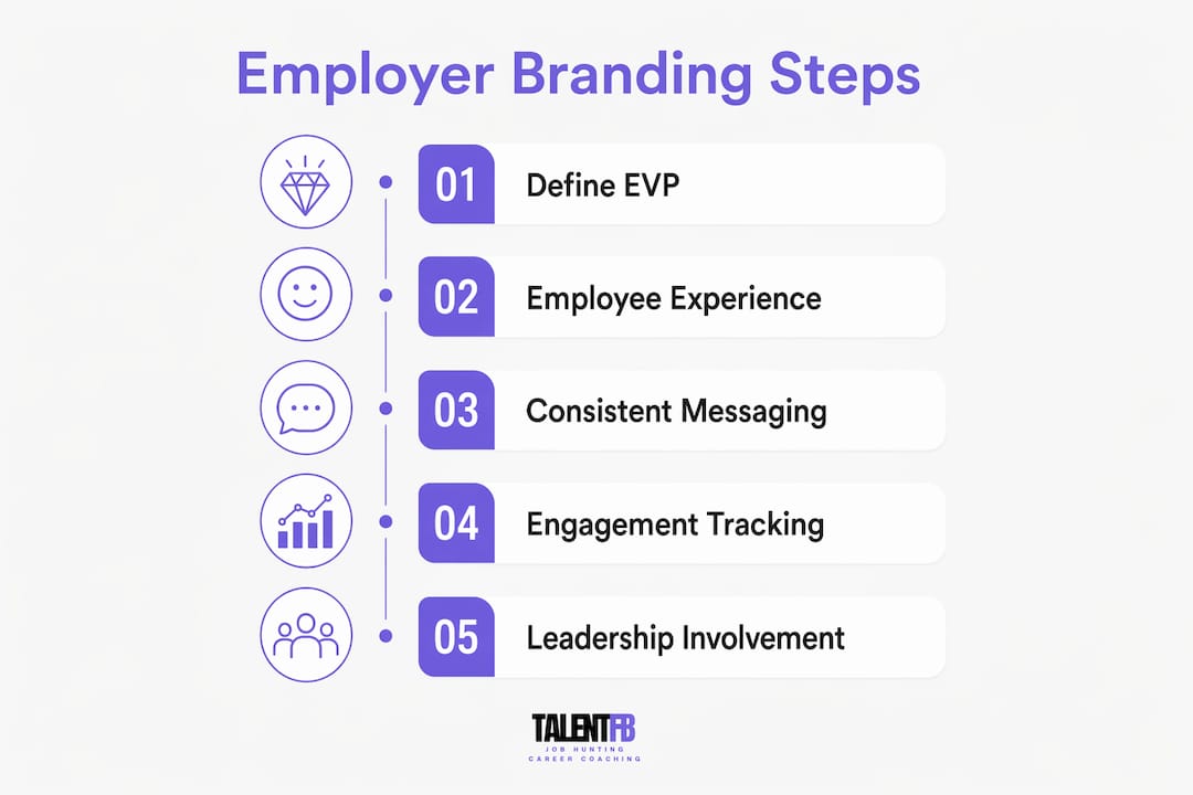 Infographic illustrating key employer branding steps