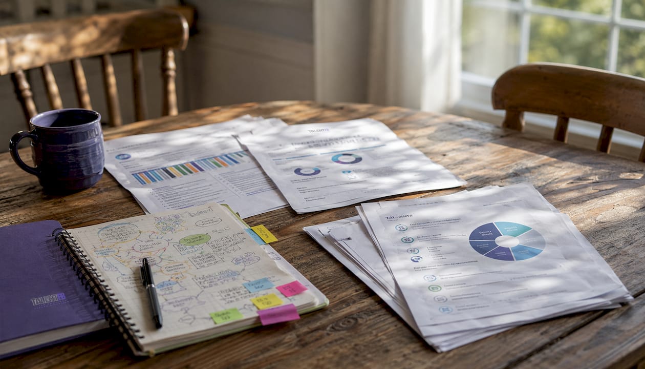 Desk with strengths assessment materials