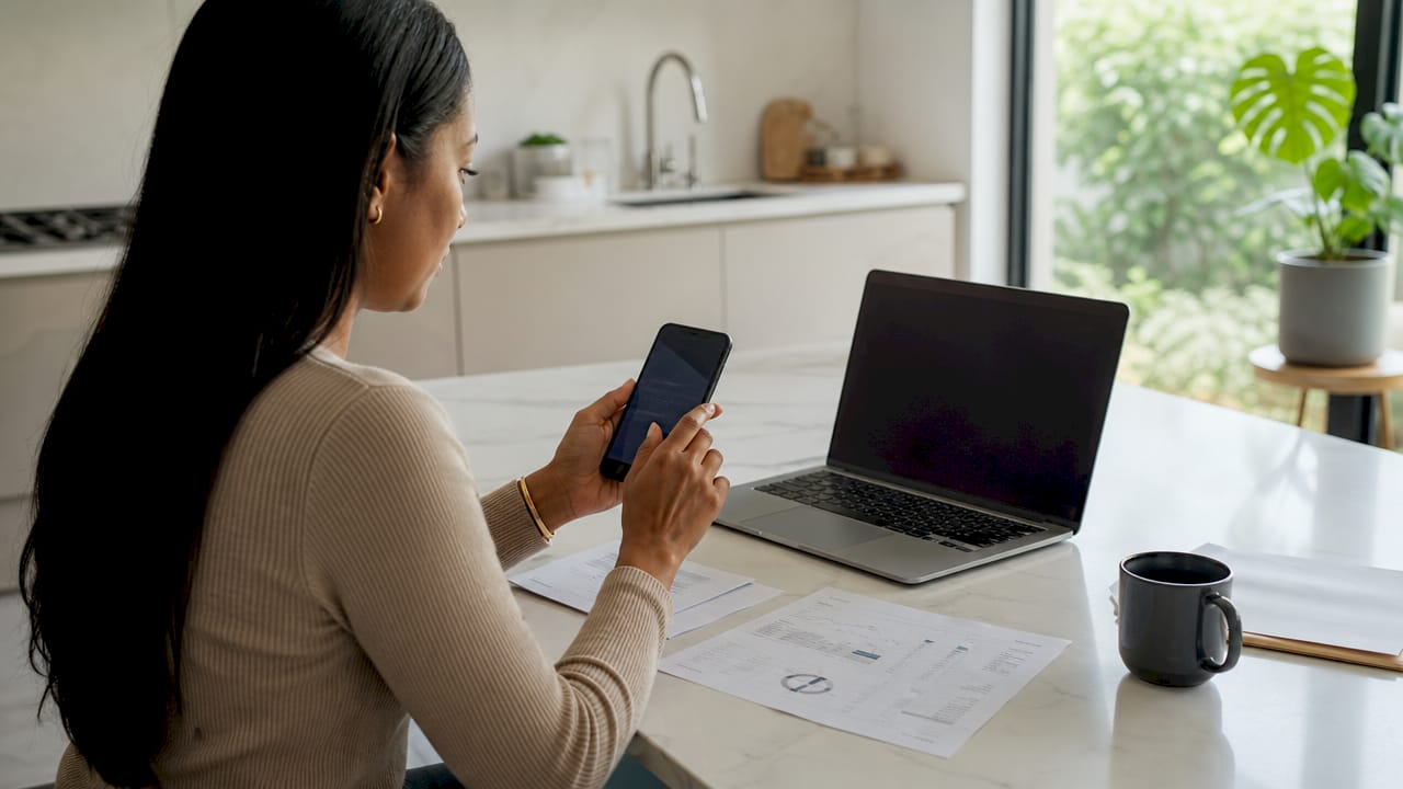 Hands setting automated investment transfers