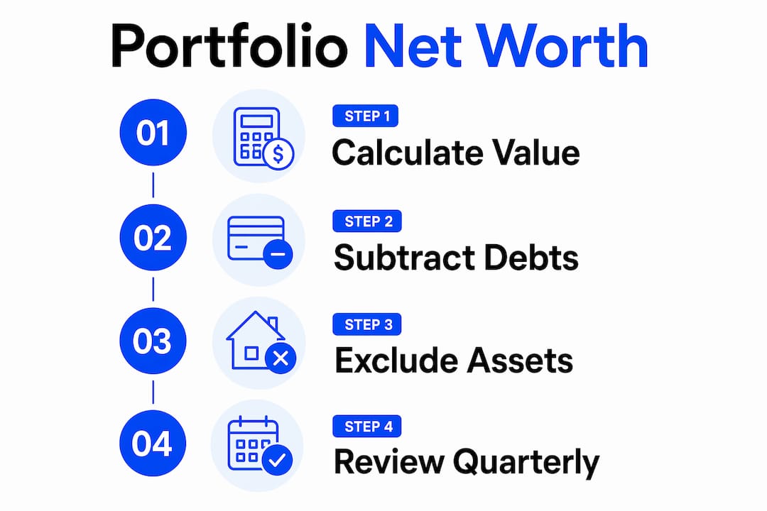 Infographic outlining portfolio net worth calculation steps