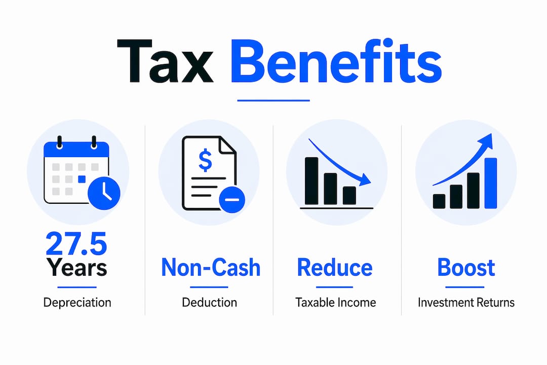 Infographic showing key tax benefits of investment properties