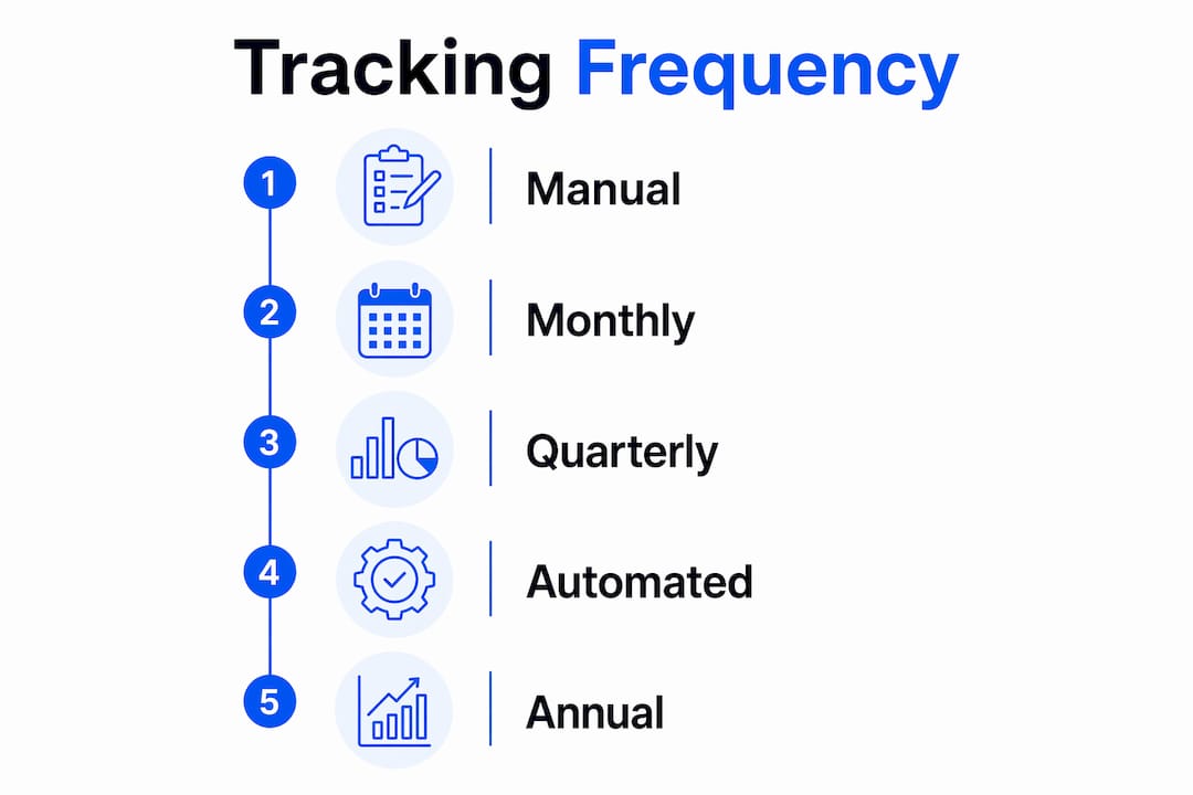 Infographic illustrating net worth tracking frequency options
