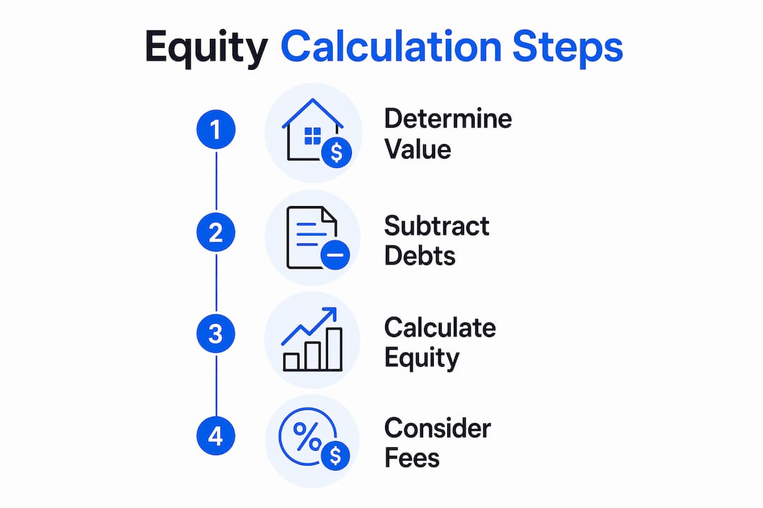 Infographic showing property equity calculation steps