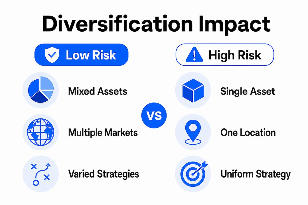 Infographic comparing low and high diversification risk