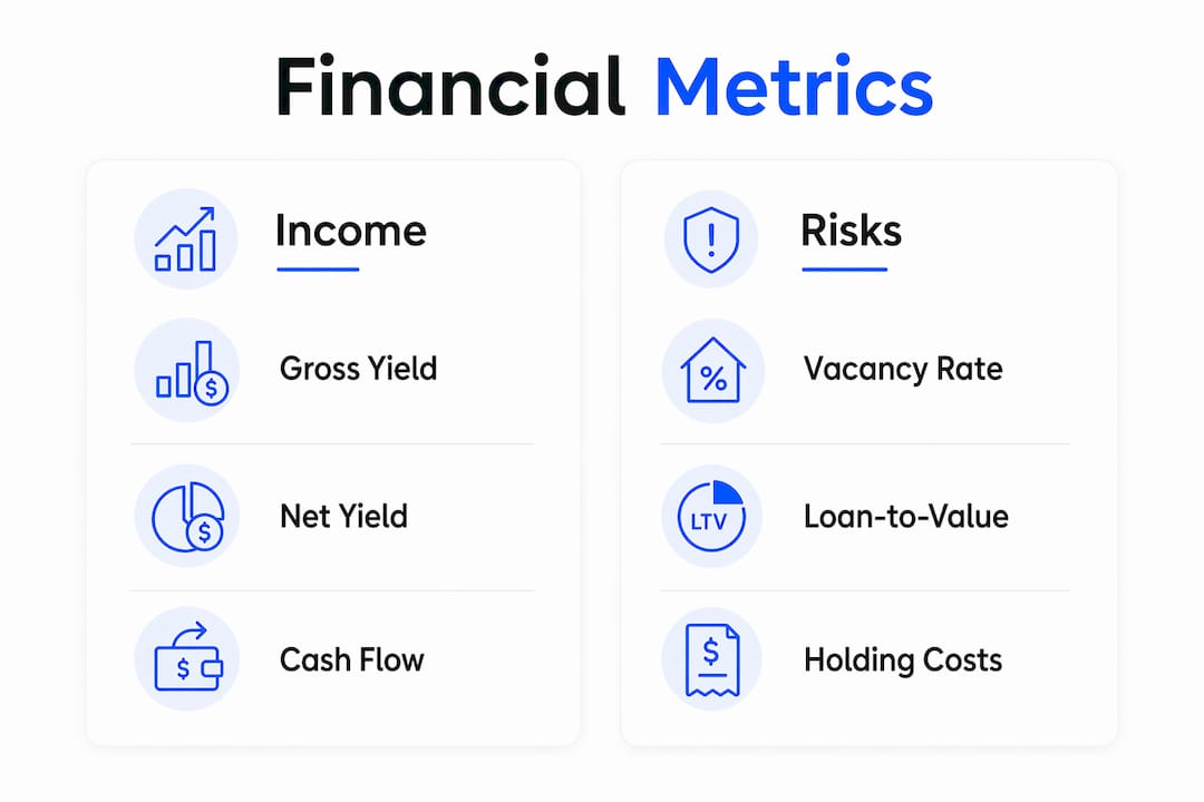 Infographic comparing income and risk financial metrics