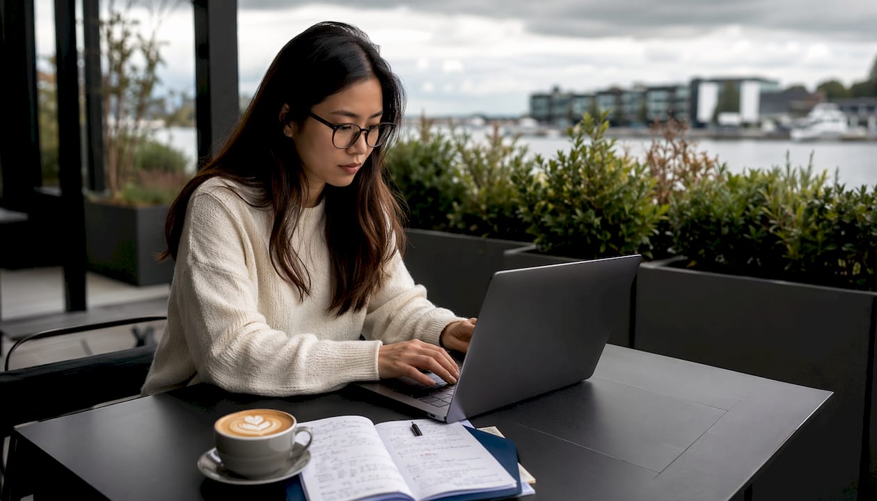 Young woman assessing borrowing capacity on laptop