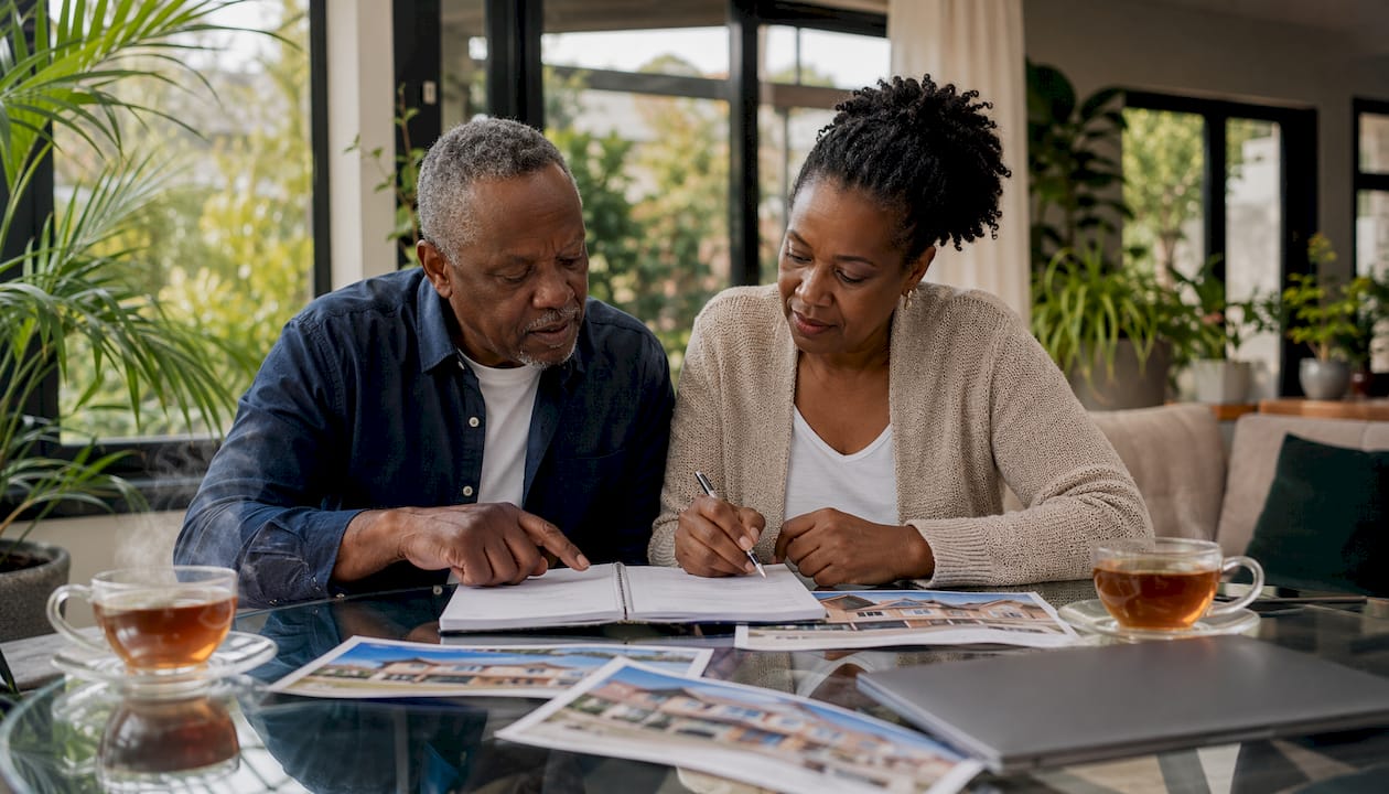 Couple discussing rental property management