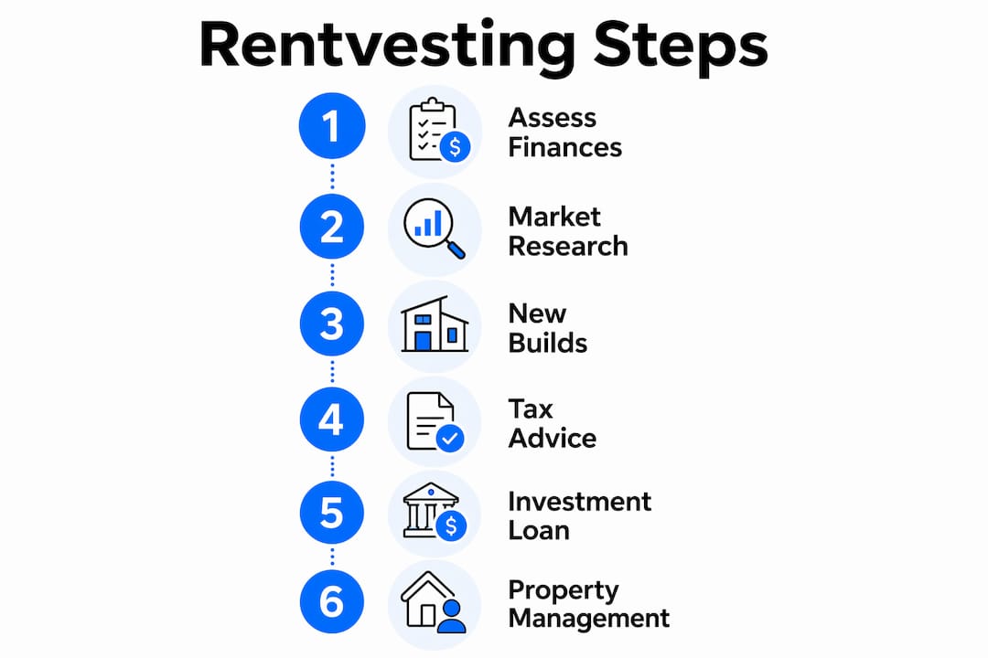 Infographic showing rentvesting practical steps