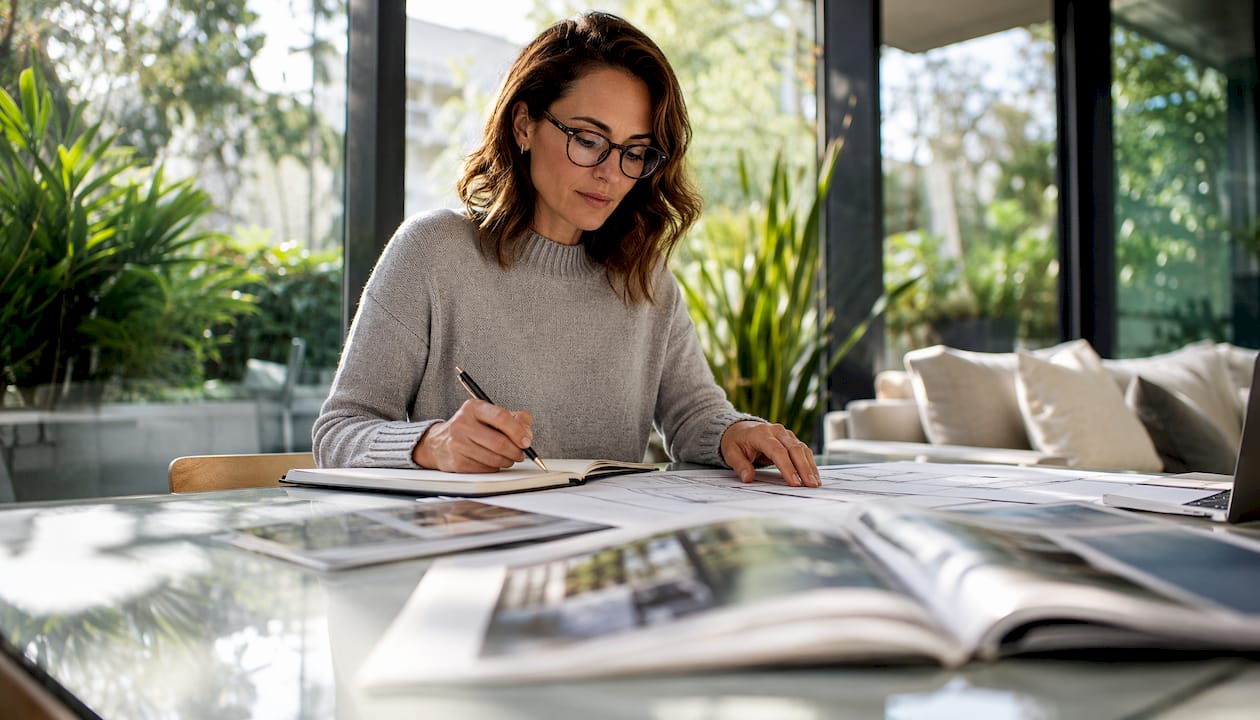 Woman calculating home equity for portfolio building