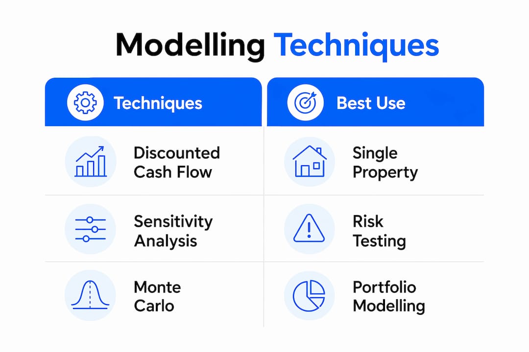 Infographic comparing modelling techniques and uses