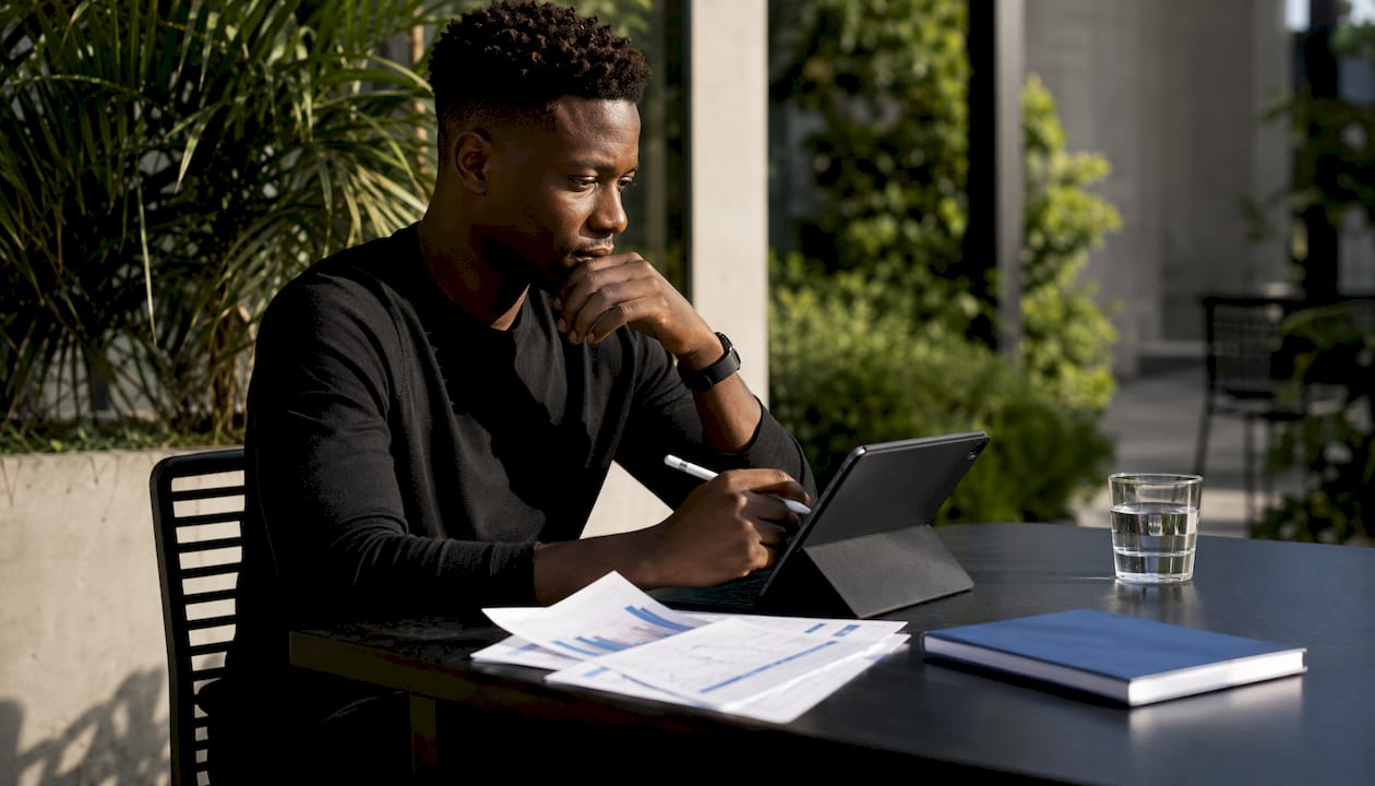 Investor interacting with AVM data on tablet