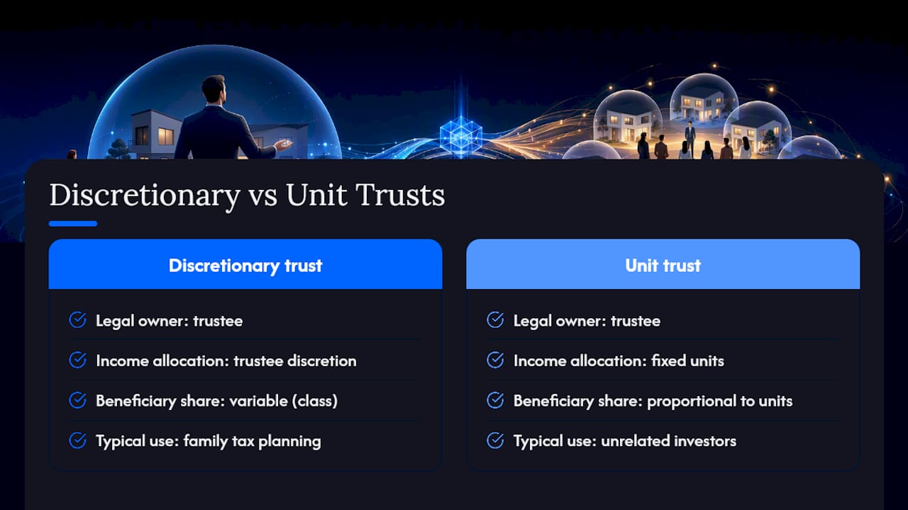 Trust ownership: discretionary trusts and unit trusts — overview diagram