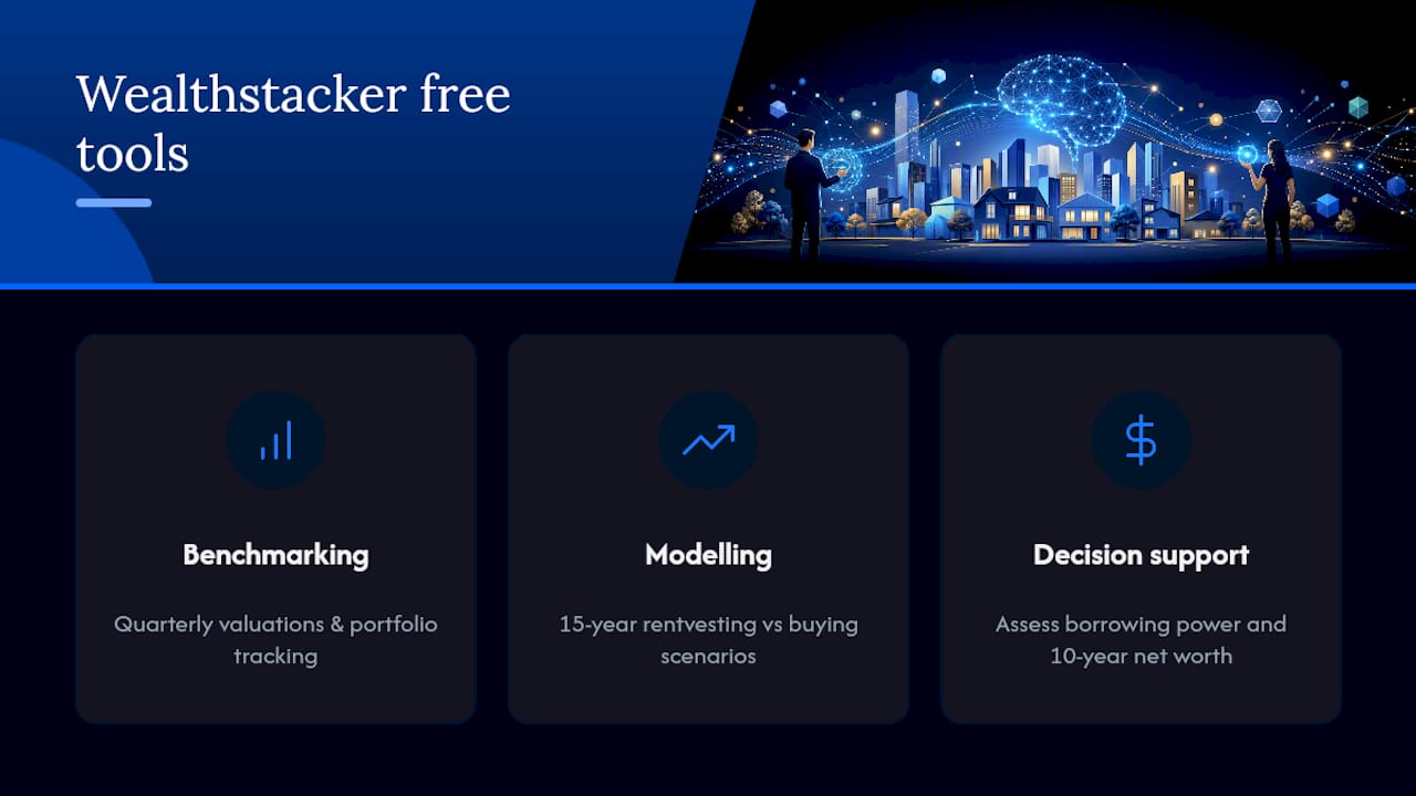 Try Wealthstacker's free quarterly valuations and scenario tools — overview diagram