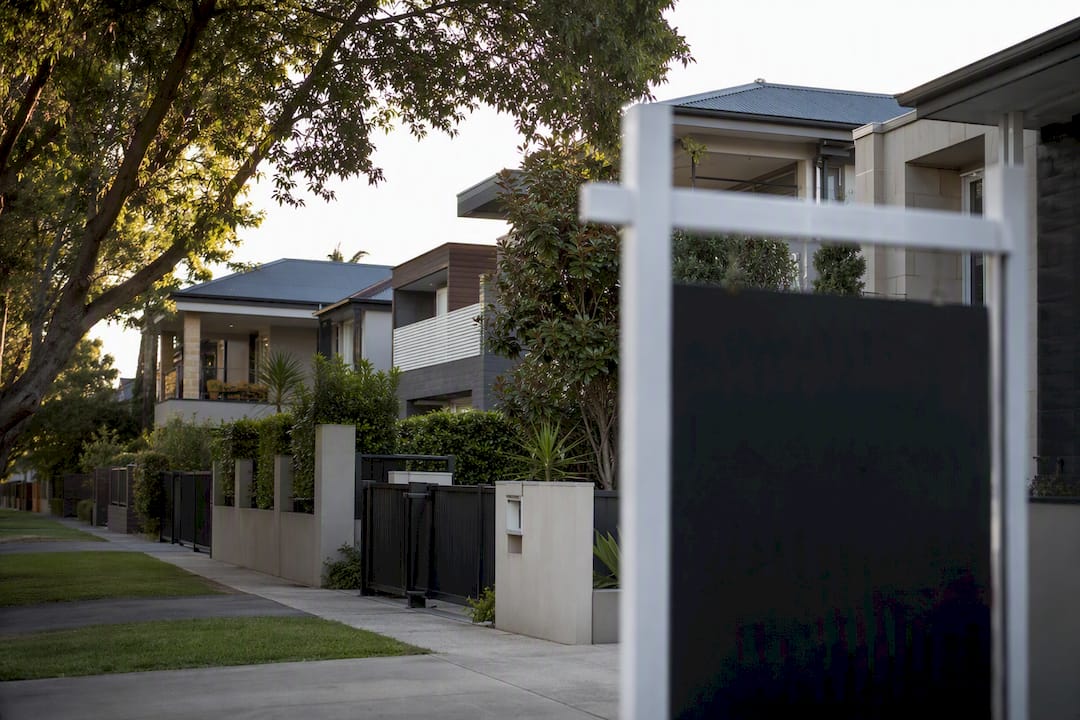 Suburban street with single-family homes