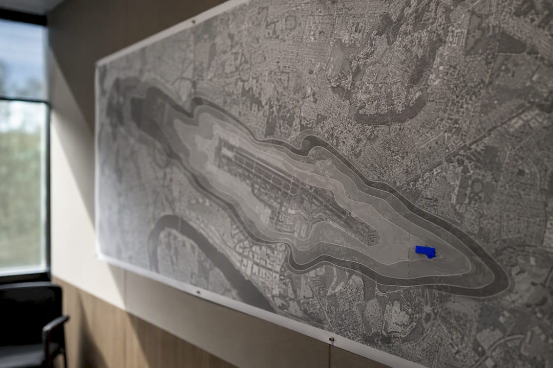 Airport planning contour map in consultation room