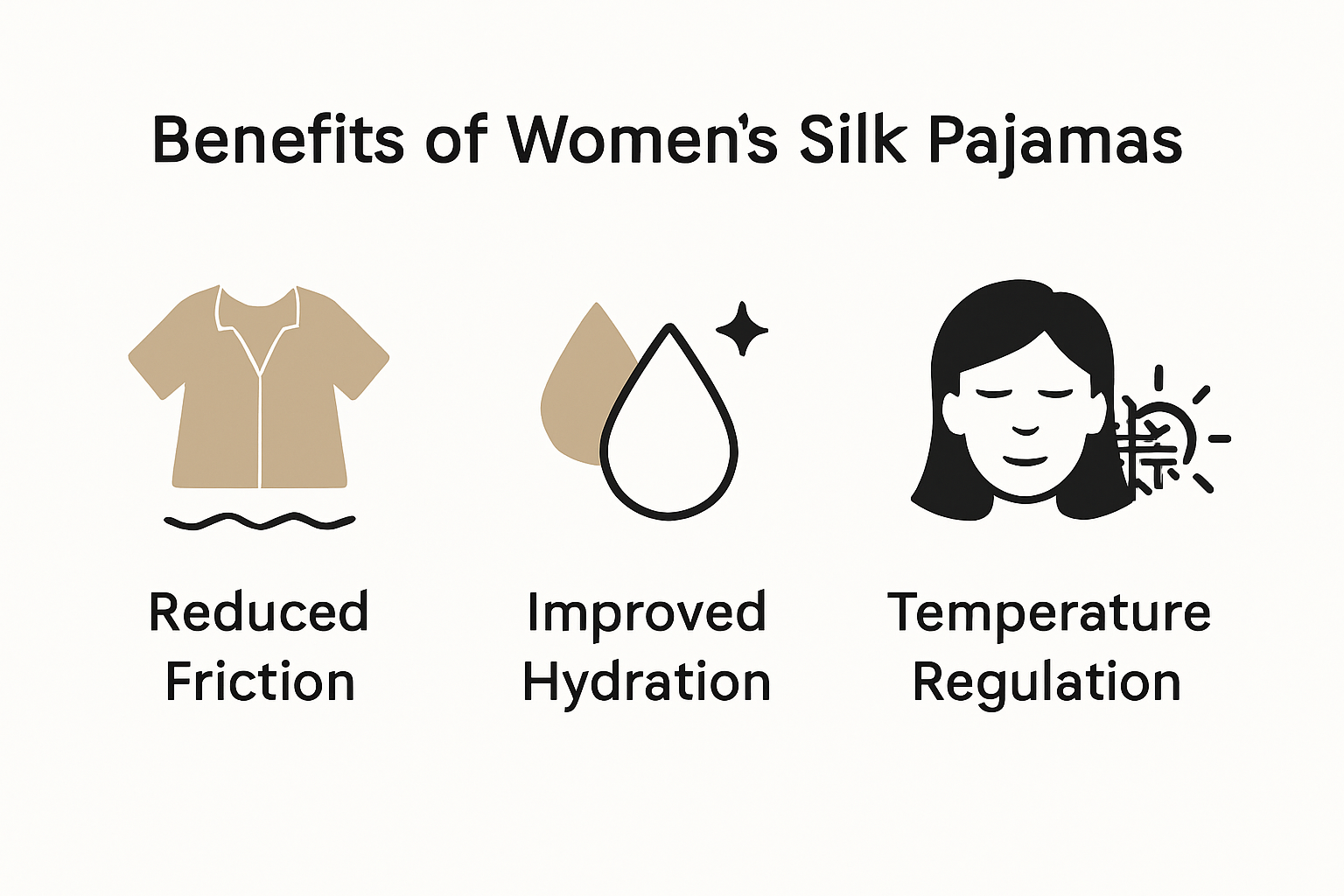 Health and skin benefits of womens silk pajamas infographic