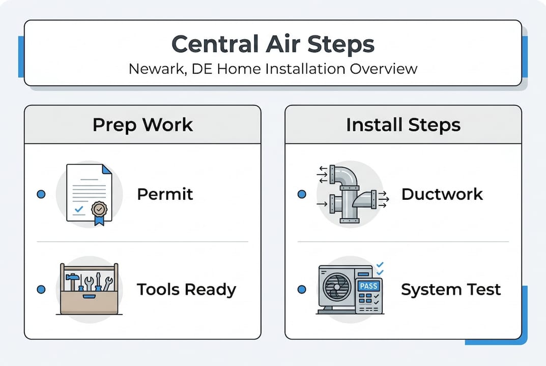 Infographic of Newark DE central air steps