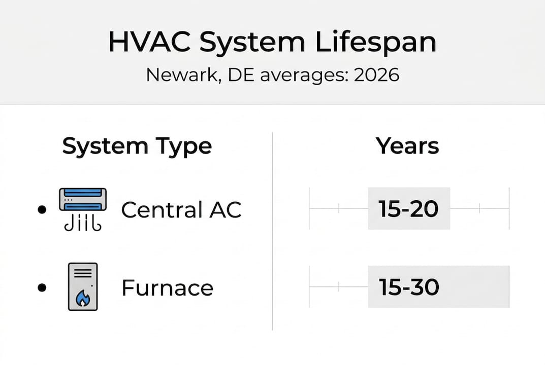 Infographic comparing HVAC system life spans