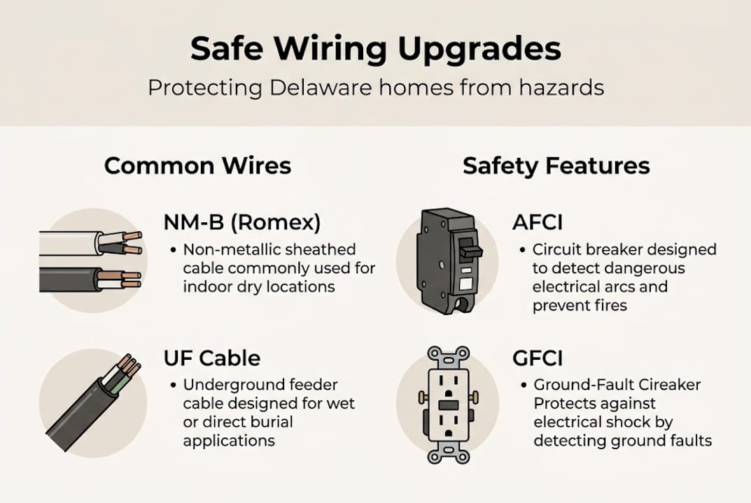 Residential Wiring Explained: Safe Delaware Home Upgrades 2 Infographic with Delaware wiring types and safety features