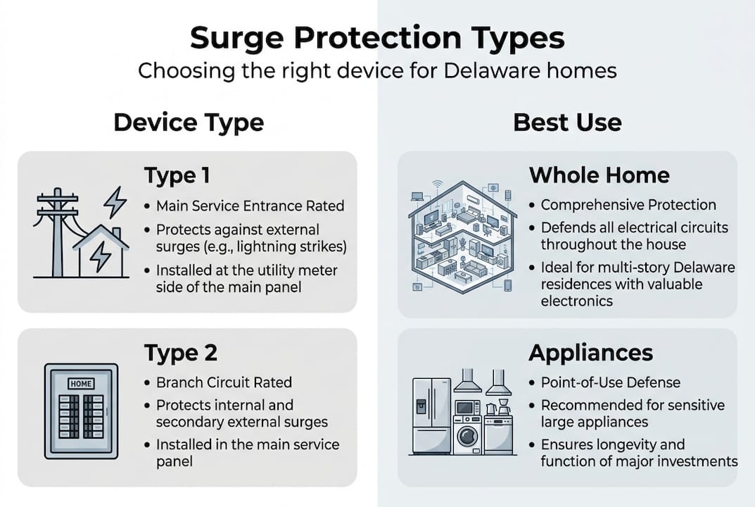 Infographic comparing surge protection device types