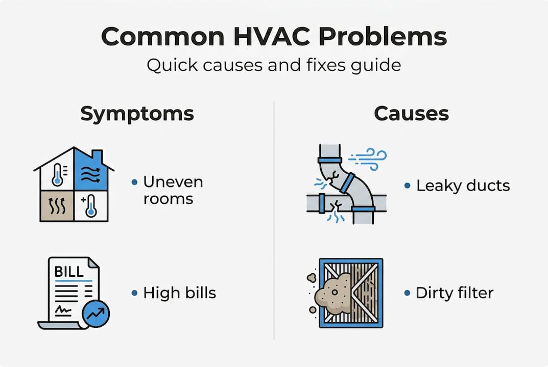 Infographic showing common HVAC symptoms and causes