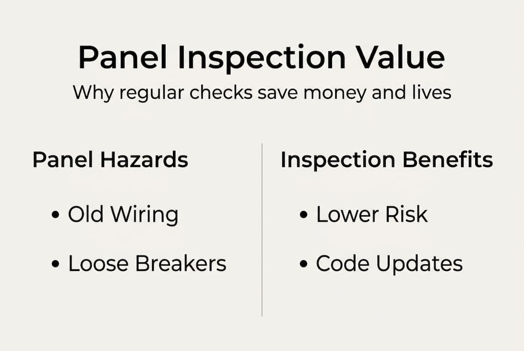 Infographic on inspection benefits and panel hazards