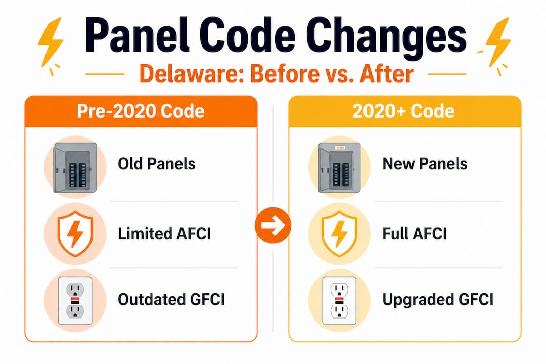 Infographic comparing old versus new Delaware panel codes