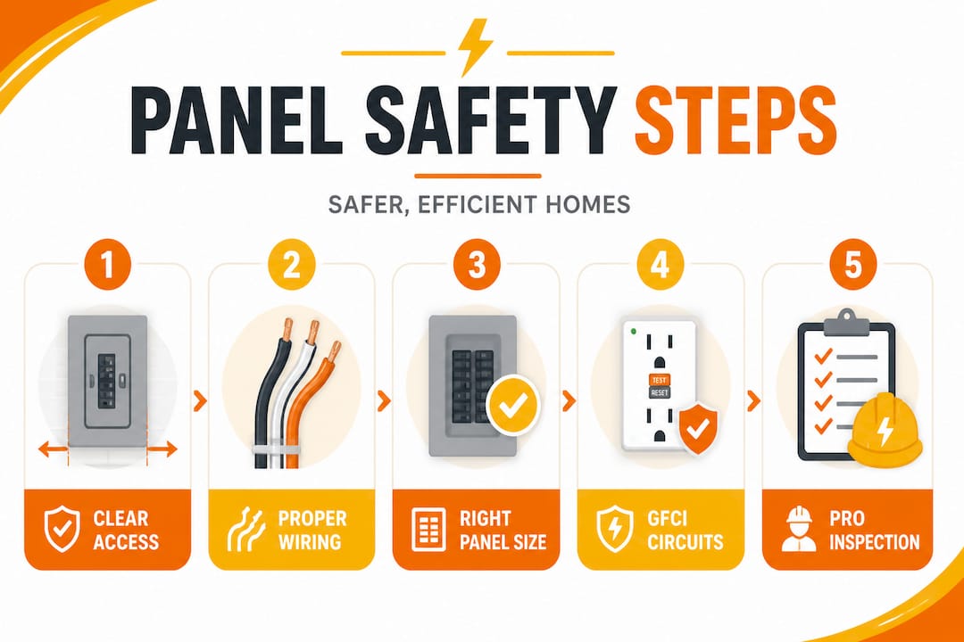 Infographic showing steps for panel safety