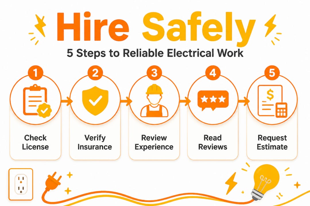 Why hire a professional electrician for safer repairs 2 Infographic steps to hire licensed electrician