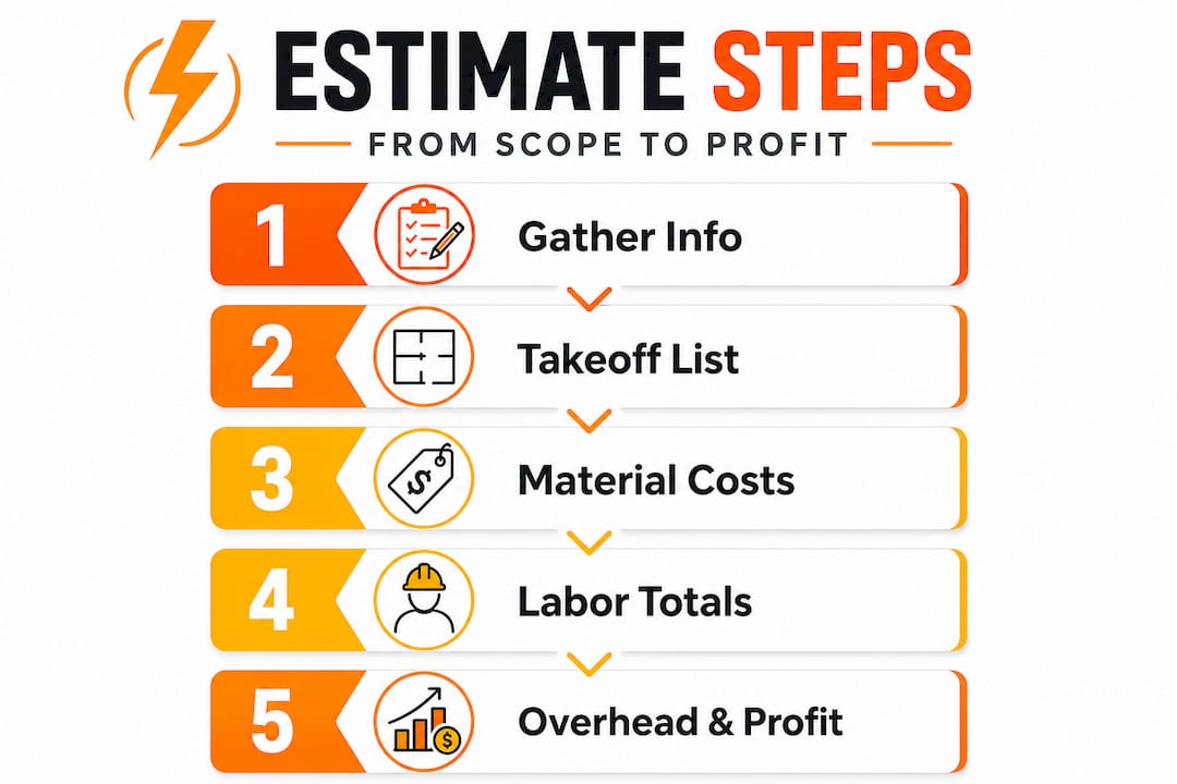 Infographic of key steps to estimate electrical project