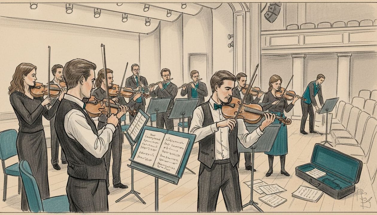 The science behind orchestral music's calming power 1 Musicians tuning before live orchestra performance
