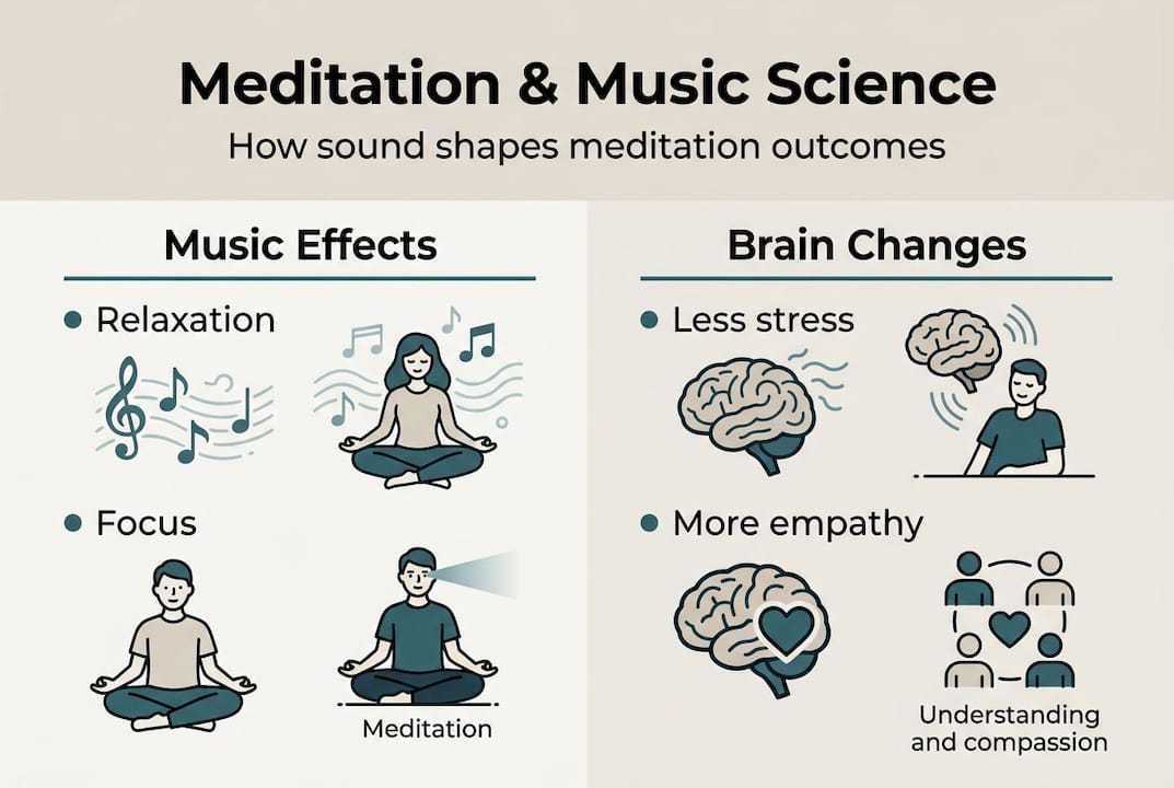 The scientific approach to meditation: music and soundscapes 2 Infographic about scientific music meditation effects