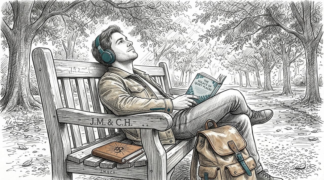 Types of soundscapes for relaxation: find the best options 1 Man relaxing with nature sounds on headphones