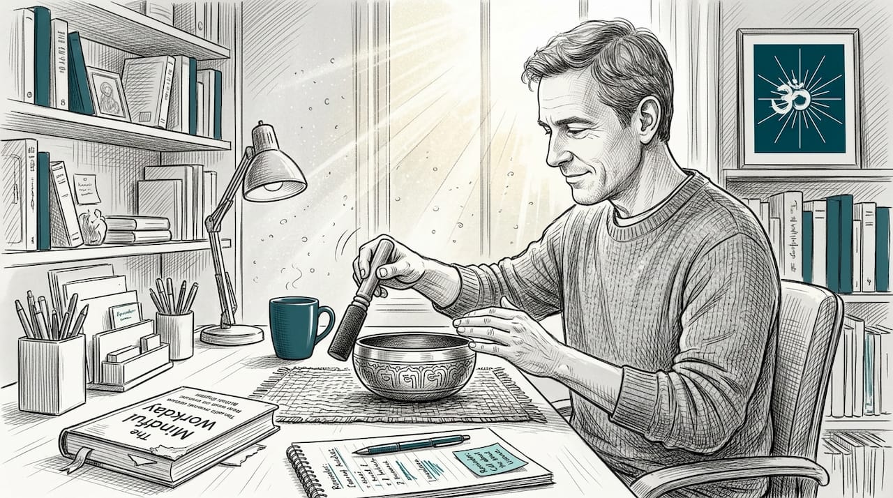 Audio healing techniques: 5 proven benefits for well-being 1 Man using singing bowl for vibration therapy