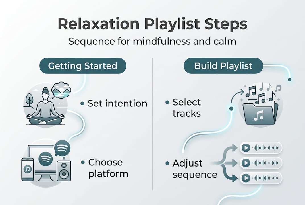 Your guide to creating relaxation playlists for mindfulness 2 Infographic on steps to build a relaxation playlist
