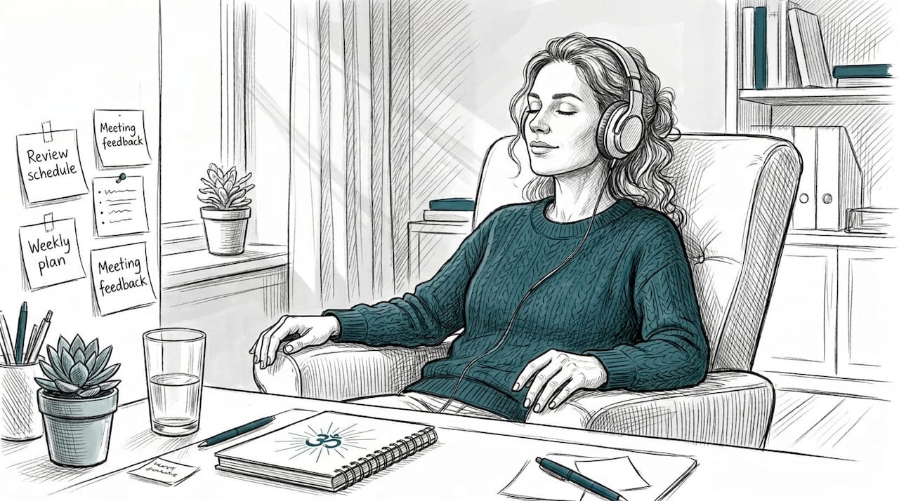 How meditative soundscapes enhance healing and relaxation 1 Woman relaxing with sound meditation at home