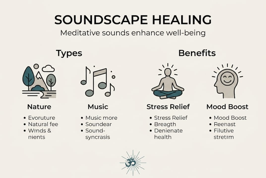 How meditative soundscapes enhance healing and relaxation 2 Infographic shows soundscape types and benefits