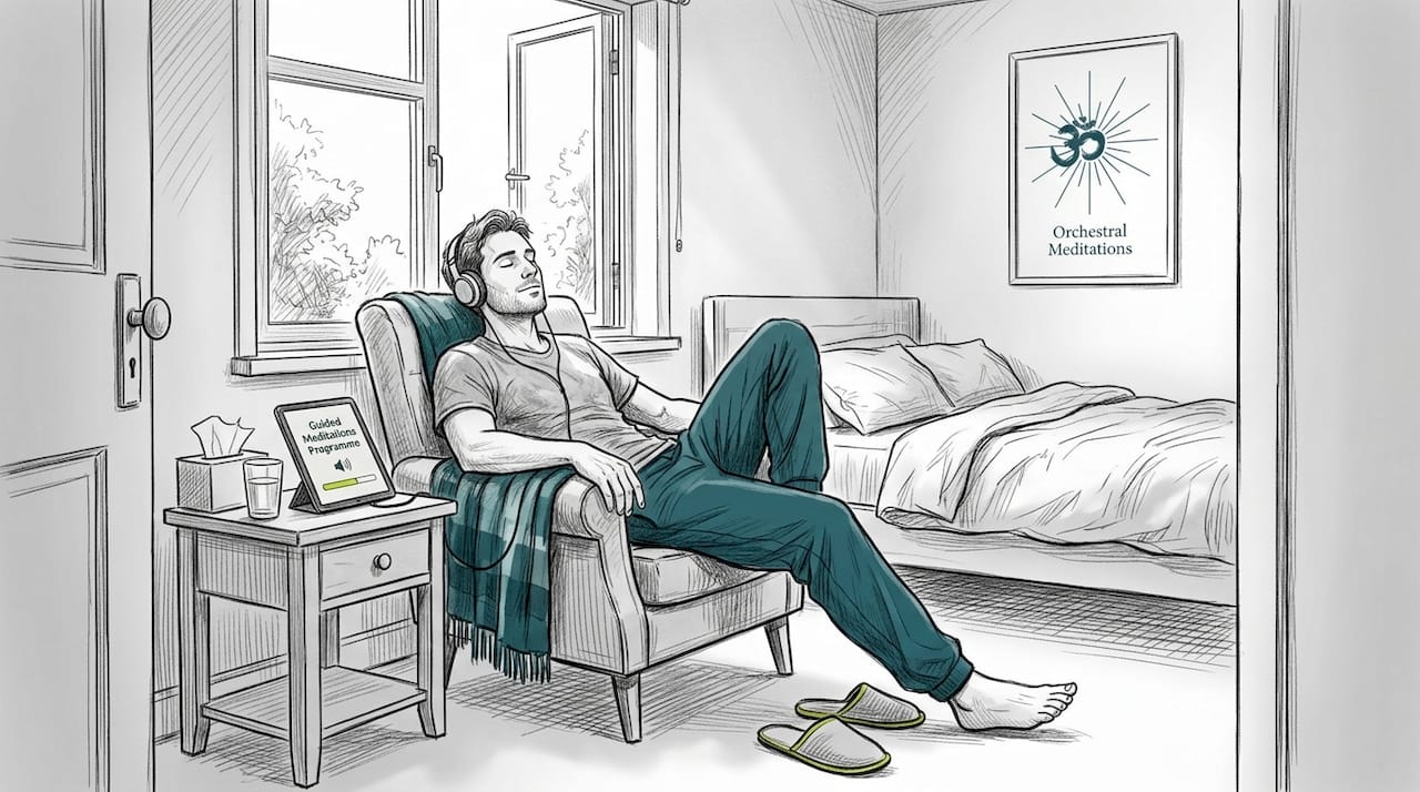Facilitate deep relaxation: A step-by-step guide 1 Man practicing guided relaxation techniques