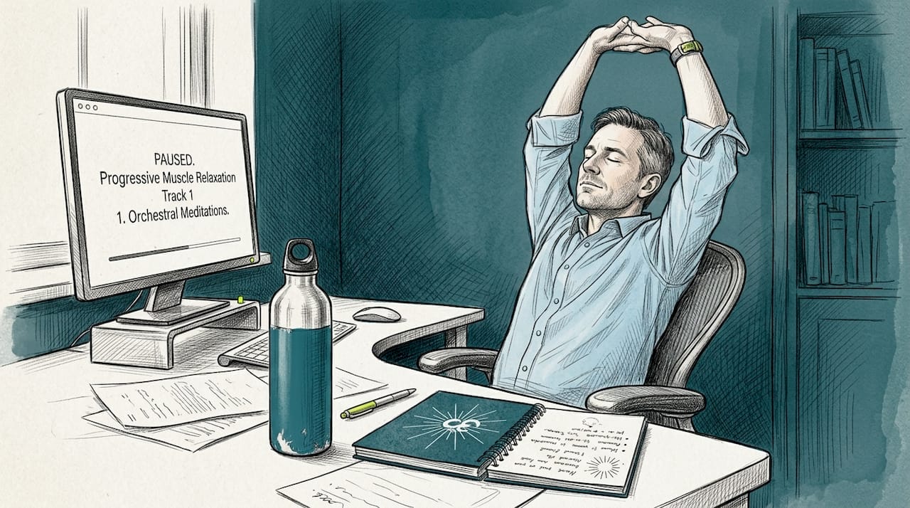 Discover relaxation techniques to enhance your wellness 1 Man doing relaxation stretch at desk